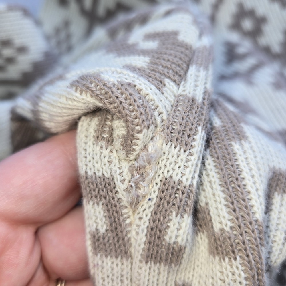 IFI Knits Vintage 80s Sweater M Geometric Nordic Fair Isle Earth Tone Knitwear - Picture 9 of 11
